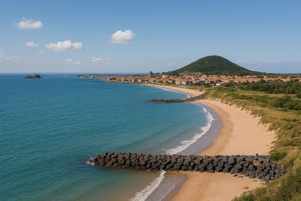 Le littoral d'agde, prolongé en mer par un vaste plateau continental